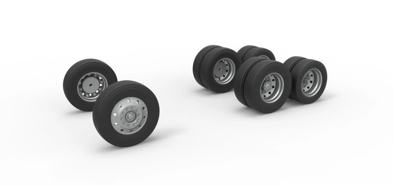 Wheel Set of Vintage GATR Racing Semi truck Version 3 Scale 1 to 25 3D Print Model .c4d .max .obj .3ds .fbx .stl .blend 