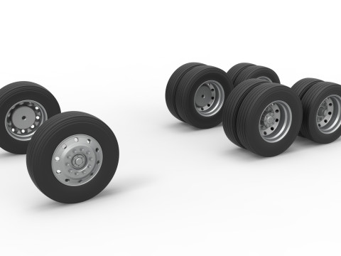 Wheel Set of Vintage GATR Racing Semi truck Version 3 Scale 1 to 25 3D Принт Модель