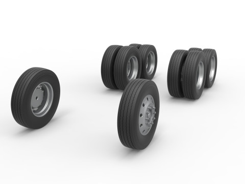 Wheel Set of Vintage GATR Racing Semi truck Version 3 Scale 1 to 25 3D Baskı Modeli