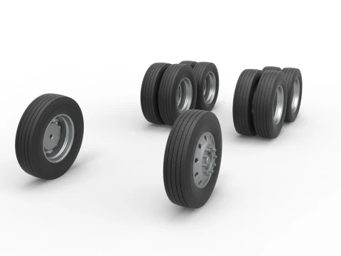 Wheel Set of Vintage GATR Racing Semi truck Version 3 Scale 1 to 25 3D Print Model