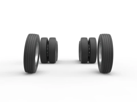 Wheel Set of Vintage GATR Racing Semi truck Version 3 Scale 1 to 25 3D Print Model