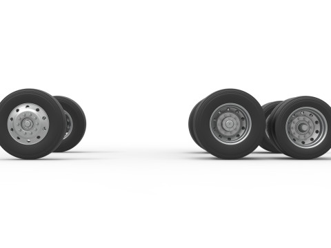 Wheel Set of Vintage GATR Racing Semi truck Version 3 Scale 1 to 25 3D Baskı Modeli