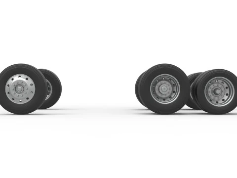 Wheel Set of Vintage GATR Racing Semi truck Version 3 Scale 1 to 25 3D Print Model