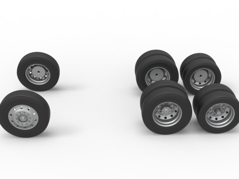 Wheel Set of Vintage GATR Racing Semi truck Version 3 Scale 1 to 25 3D Baskı Modeli