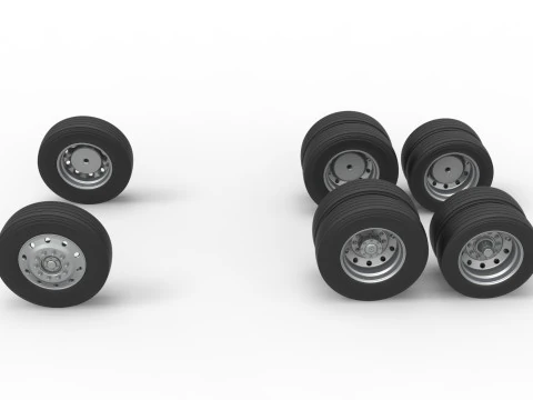 Wheel Set of Vintage GATR Racing Semi truck Version 3 Scale 1 to 25 3D Print Model