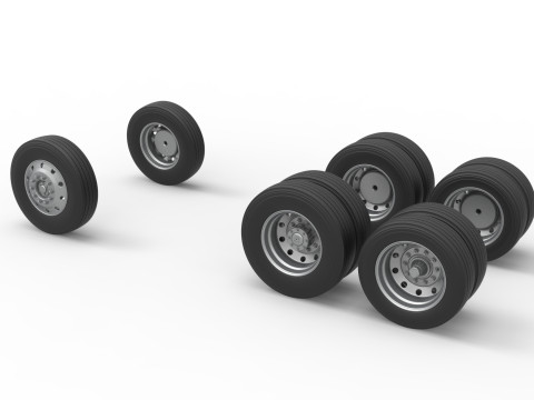 Wheel Set of Vintage GATR Racing Semi truck Version 3 Scale 1 to 25 3D Baskı Modeli