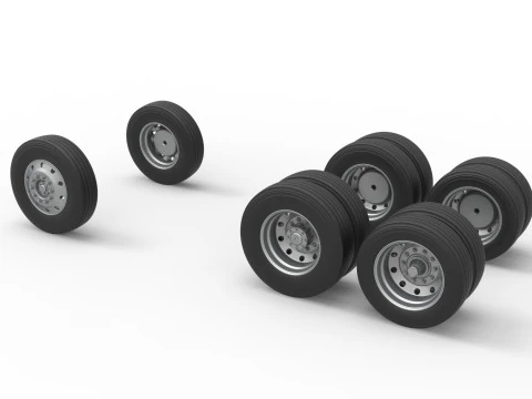 Wheel Set of Vintage GATR Racing Semi truck Version 3 Scale 1 to 25 3D Print Model