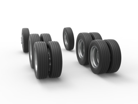 Wheel Set of Vintage GATR Racing Semi truck Version 3 Scale 1 to 25 3D Baskı Modeli