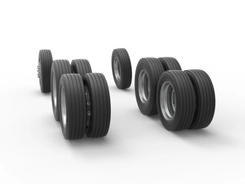 Wheel Set of Vintage GATR Racing Semi truck Version 3 Scale 1 to 25 3D Print Model