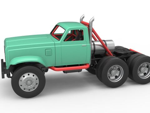 Vintage GATR Racing Semi truck Version 4 Scale 1 to 25 3D Print Model