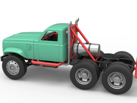 Vintage GATR Racing Semi truck Version 4 Scale 1 to 25 3D Print Model