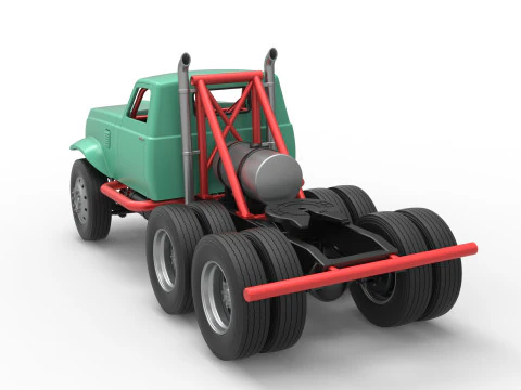 Vintage GATR Racing Semi truck Version 4 Scale 1 to 25 3D Print Model