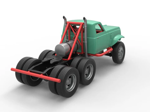 Vintage GATR Racing Semi truck Version 4 Scale 1 to 25 3D Print Model