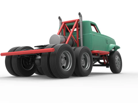 Vintage GATR Racing Semi truck Version 4 Scale 1 to 25 3D Print Model