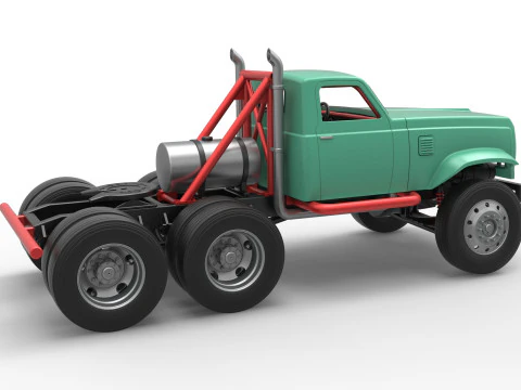 Vintage GATR Racing Semi truck Version 4 Scale 1 to 25 3D Print Model