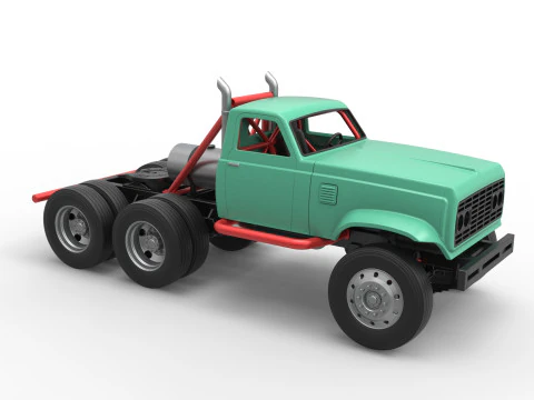 Vintage GATR Racing Semi truck Version 4 Scale 1 to 25 3D Print Model