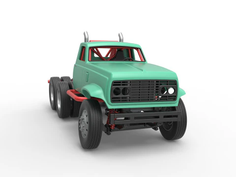 Vintage GATR Racing Semi truck Version 4 Scale 1 to 25 3D Print Model