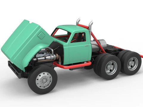 Vintage GATR Racing Semi truck Version 4 Scale 1 to 25 3D Print Model