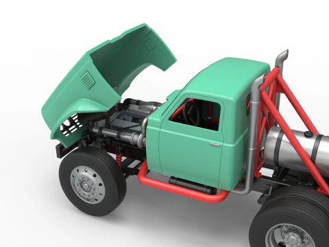 Vintage GATR Racing Semi truck Version 4 Scale 1 to 25 3D Print Model