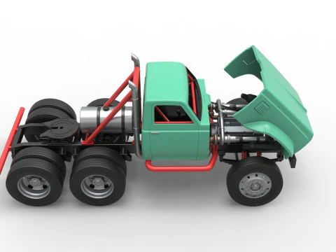 Vintage GATR Racing Semi truck Version 4 Scale 1 to 25 3D Print Model
