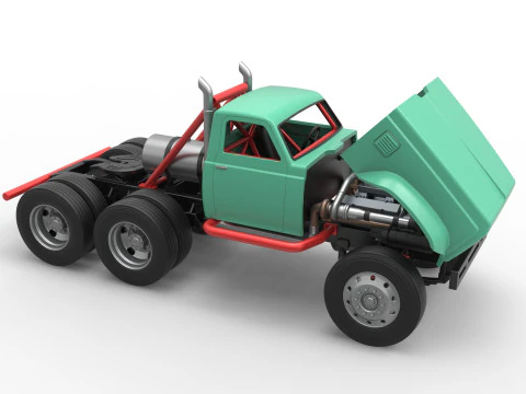Vintage GATR Racing Semi truck Version 4 Scale 1 to 25 3D Print Model