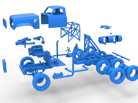 Vintage GATR Racing Semi truck Version 4 Scale 1 to 25 3Dプリントモデル