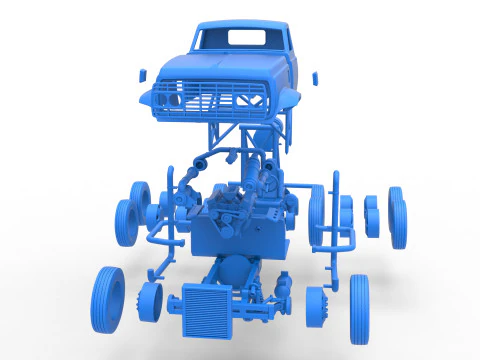 Vintage GATR Racing Semi truck Version 4 Scale 1 to 25 3D Print Model