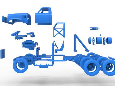 Vintage GATR Racing Semi truck Version 4 Scale 1 to 25 3Dプリントモデル