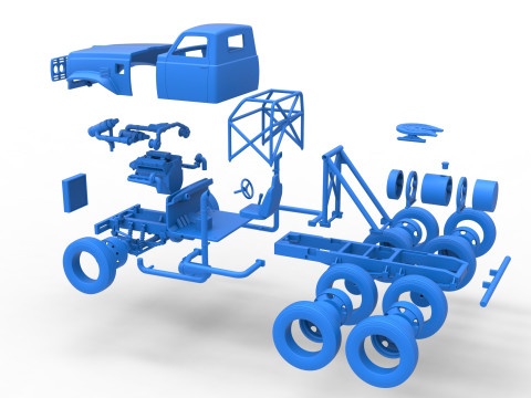 Vintage GATR Racing Semi truck Version 4 Scale 1 to 25 3Dプリントモデル