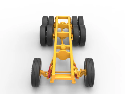 Chassis of Vintage GATR Racing Semi truck Version 4 Scale 1 to 25 3D Print Model