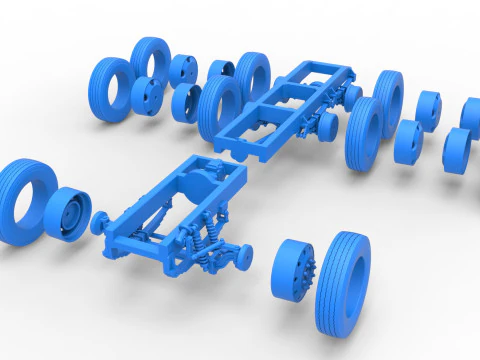 Chassis of Vintage GATR Racing Semi truck Version 4 Scale 1 to 25 3D Print Model