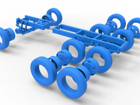 Chassis of Vintage GATR Racing Semi truck Version 4 Scale 1 to 25 3D Print Model