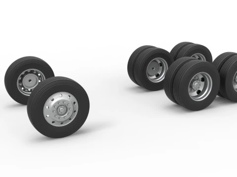 Wheel Set of Vintage GATR Racing Semi truck Version 4 Scale 1 to 25 3D Print Model