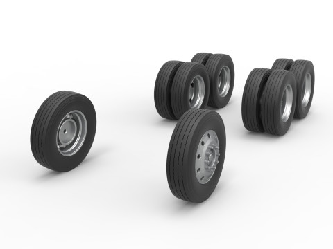 Wheel Set of Vintage GATR Racing Semi truck Version 4 Scale 1 to 25 Model Cetak 3D