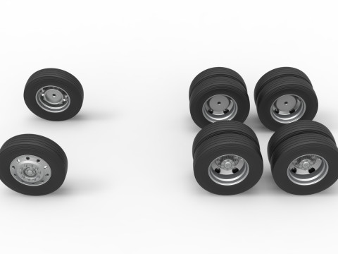 Wheel Set of Vintage GATR Racing Semi truck Version 4 Scale 1 to 25 Model Cetak 3D
