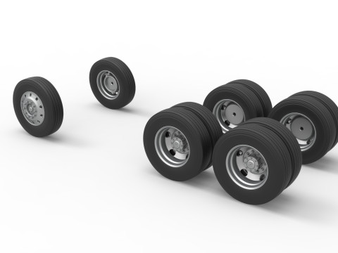 Wheel Set of Vintage GATR Racing Semi truck Version 4 Scale 1 to 25 Model Cetak 3D