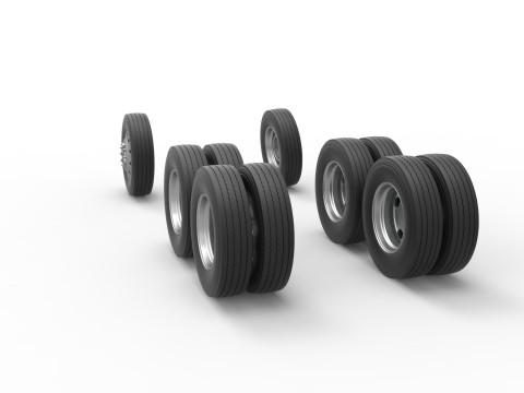Wheel Set of Vintage GATR Racing Semi truck Version 4 Scale 1 to 25 Model Cetak 3D