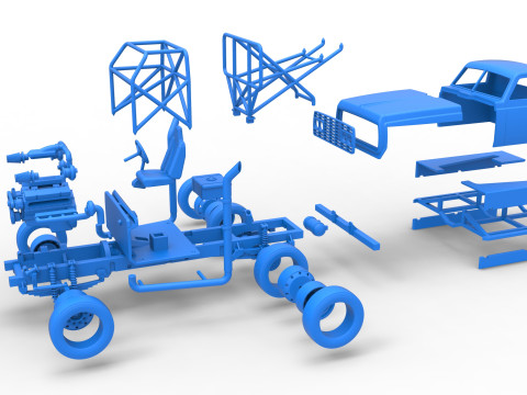 Big Rig Racing Semi truck Scale 1 to 25 Model do druku 3D