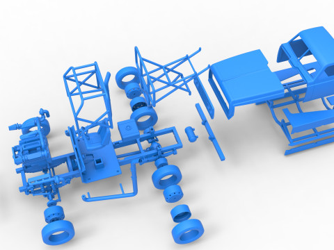 Big Rig Racing Semi truck Scale 1 to 25 Model do druku 3D