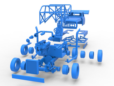 Big Rig Racing Semi truck Scale 1 to 25 Model do druku 3D