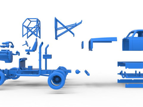 Big Rig Racing Semi truck Scale 1 to 25 Model do druku 3D