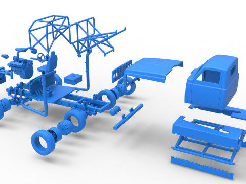 Big Rig Racing Semi truck Scale 1 to 25 Model do druku 3D