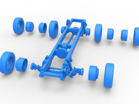 Chassis of Big Rig Racing Semi truck Scale 1 to 25 3D Принт Модель