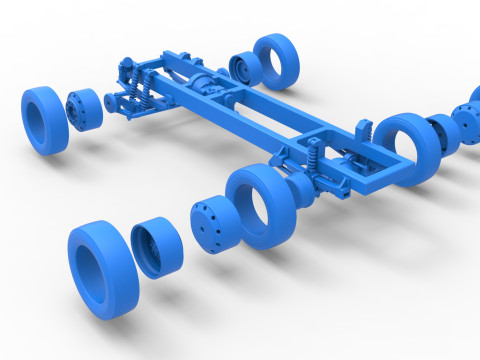 Chassis of Big Rig Racing Semi truck Scale 1 to 25 3D Принт Модель
