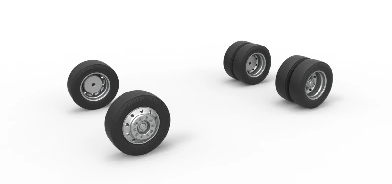 Wheel Set of Big Rig Racing Semi truck Scale 1 to 25 3D Print Model .c4d .max .obj .3ds .fbx .stl .blend 