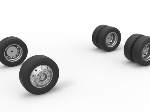 Wheel Set of Big Rig Racing Semi truck Scale 1 to 25 Model do druku 3D