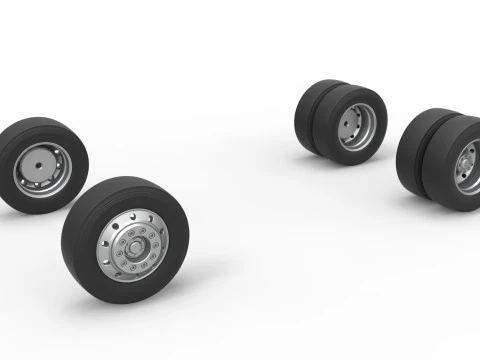 Wheel Set of Big Rig Racing Semi truck Scale 1 to 25 3D Print Model