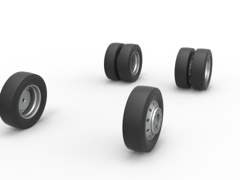 Wheel Set of Big Rig Racing Semi truck Scale 1 to 25 3D Принт Модель