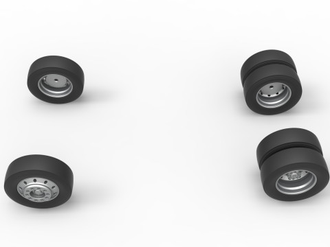 Wheel Set of Big Rig Racing Semi truck Scale 1 to 25 3D Принт Модель