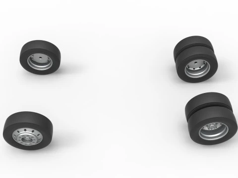 Wheel Set of Big Rig Racing Semi truck Scale 1 to 25 3D Print Model